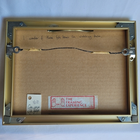 Original Art Painting "Grey Persian With Gold Fish" Signed Mountfort Vintage 9x7 - Picture 4 of 5